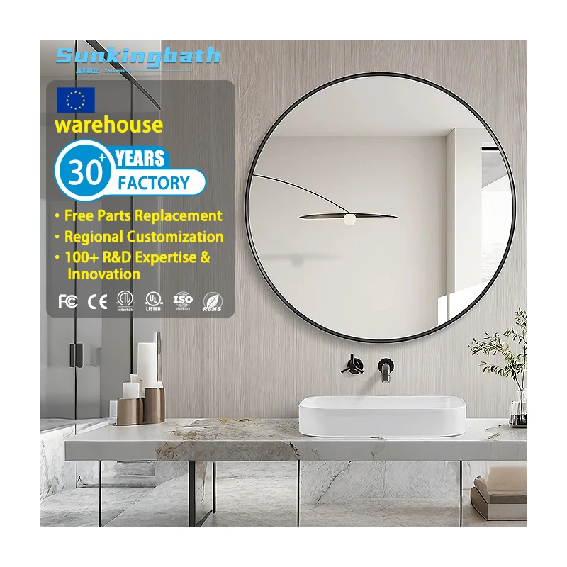 Framed Circle Vanity Mirror Elegant Round Mirror Home Dressing Mirror clear View Wall Mount Mirror for Bedroom