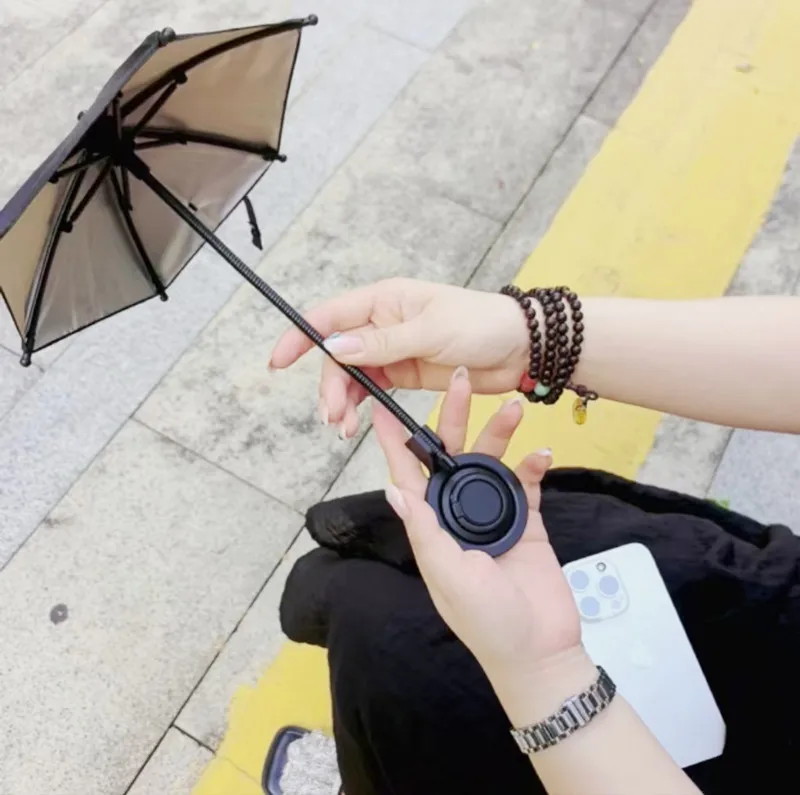 Magnetic Phone Umbrella Outdoor Phone Sun Shade Shield with Flexible Rotatable Phone Ring for iPhone for Magsafe Anti-Glare