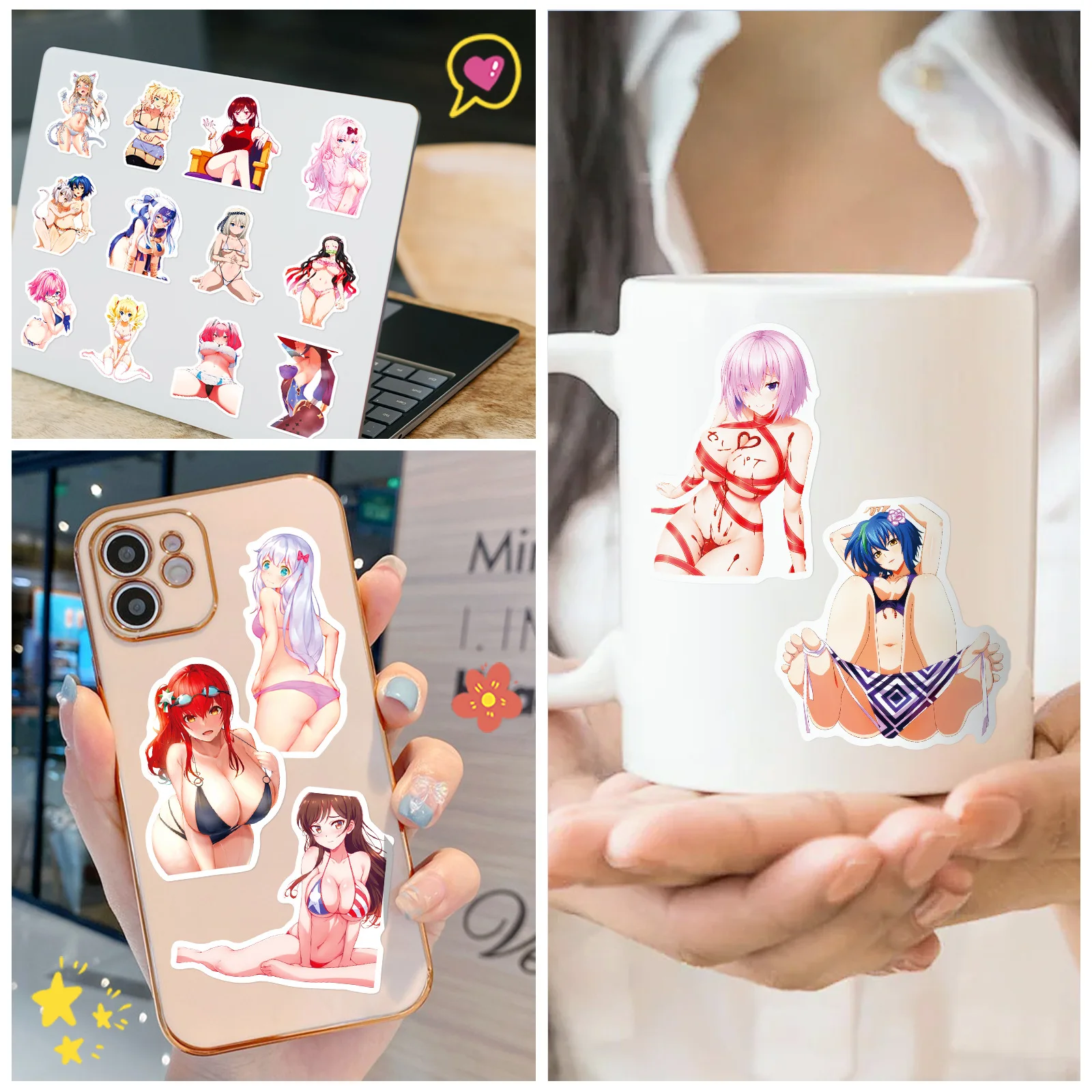 50pcs Anime Sexy Girls Waifu Hentai Stickers For Phone Luggage Laptop