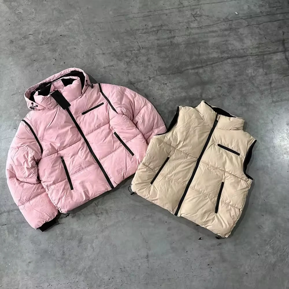 Custom Men' S Logo Cotton Puff Jaket Designer Winter Bubble Padded Coat Down Black Polyester Outdoor Puffer Jacket for Men gallery 2