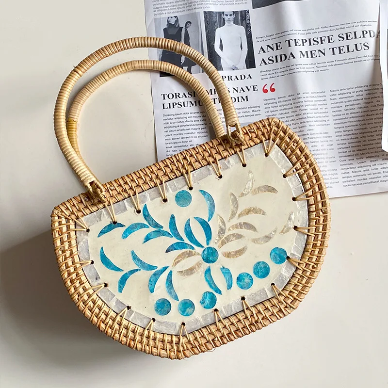 Made in バリ島 straw bag New Summer Style 2025 Straw Beach Bag Bali Hand Made Vietnam