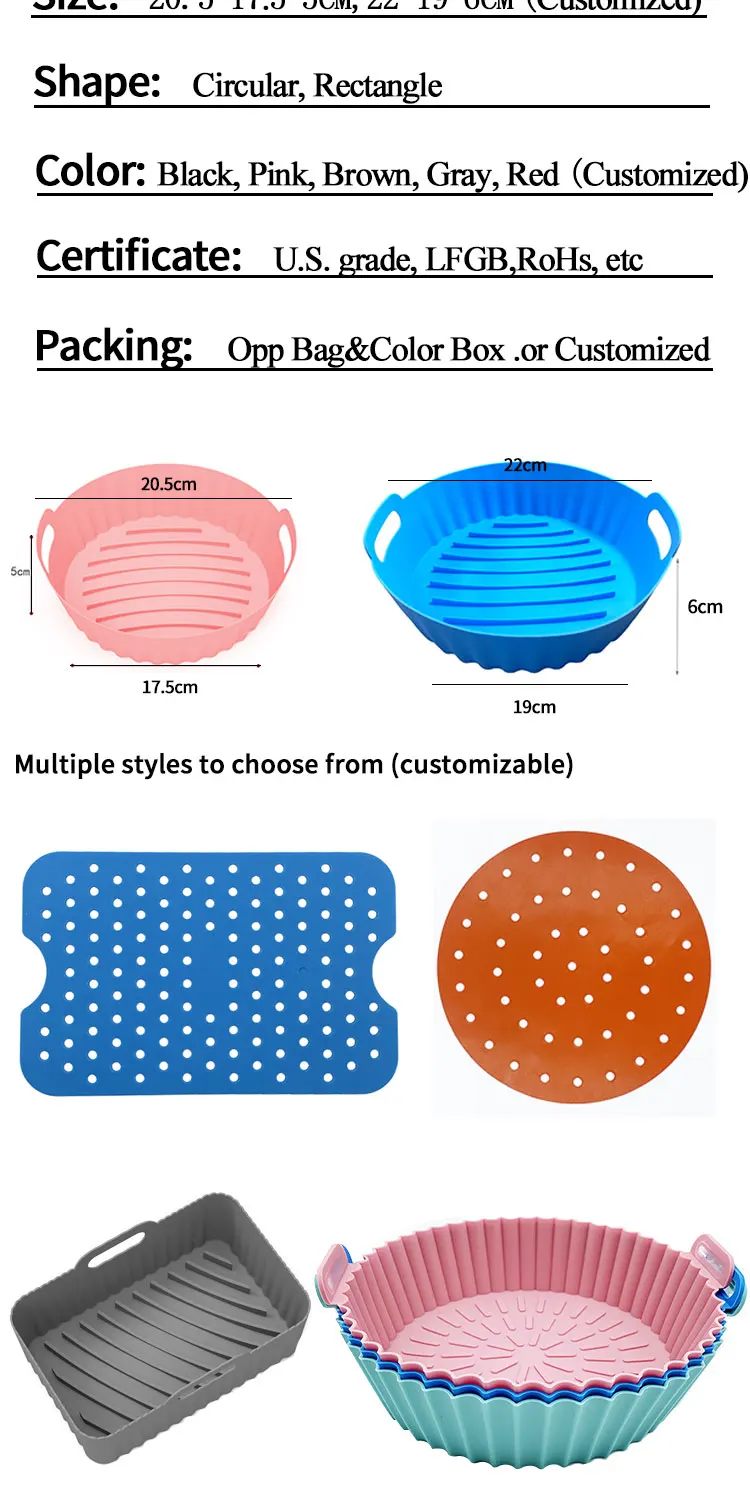 Kitchen Accessories Air Fryer Silicone Mold Accessories Air Fryers Silicone Liner With Handle