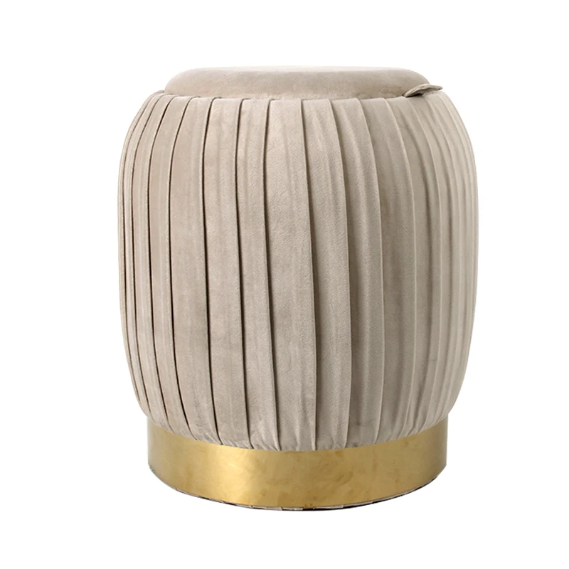 Customize 2020 Hot Sale Furniture Storage Stool Round Pouffe Velvet Ottoman Seat Coffee Stool with Storage