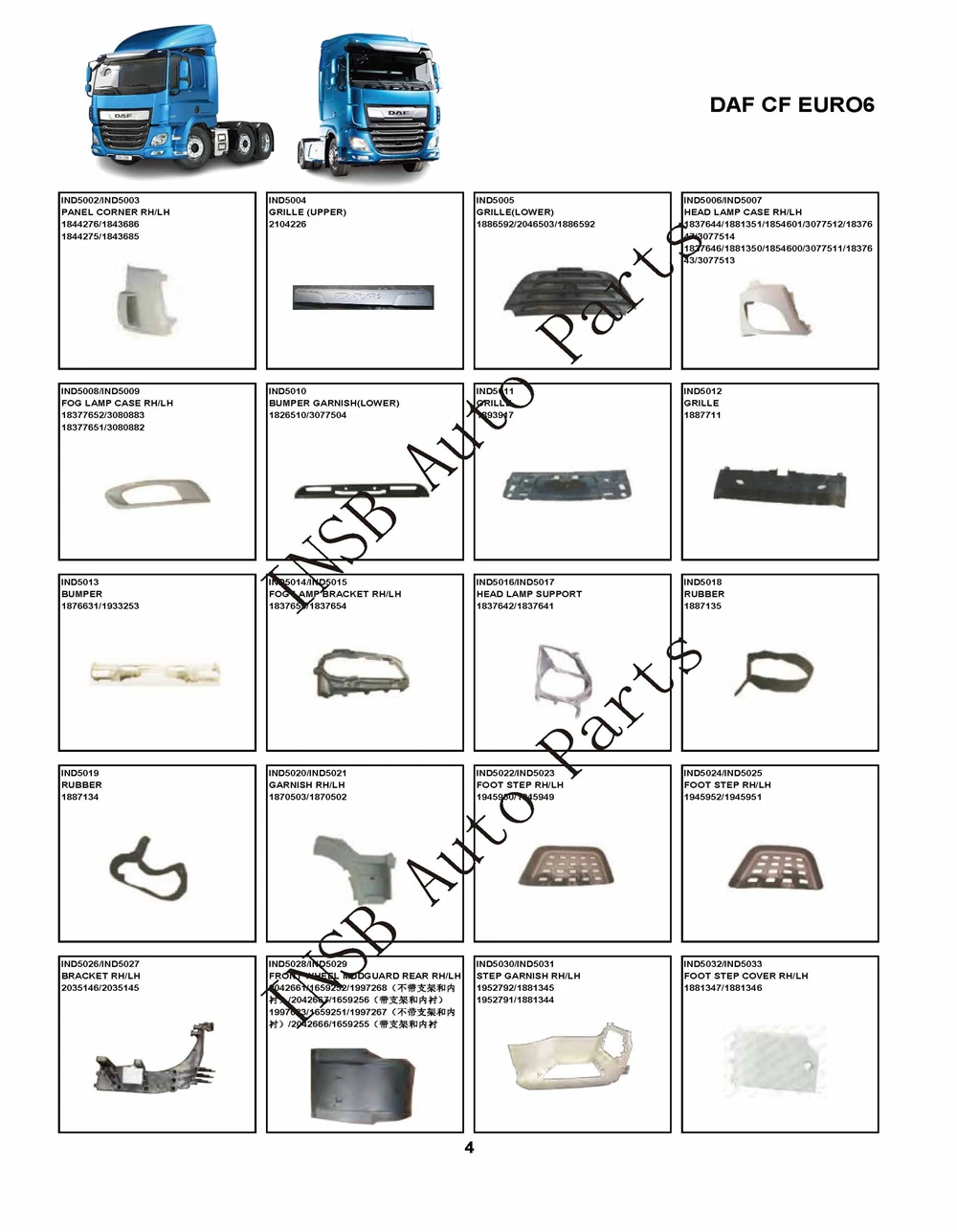 1295735 1295732 Foot Step for DAF XF Series DAF XF95 XF105 Truck Spare ...