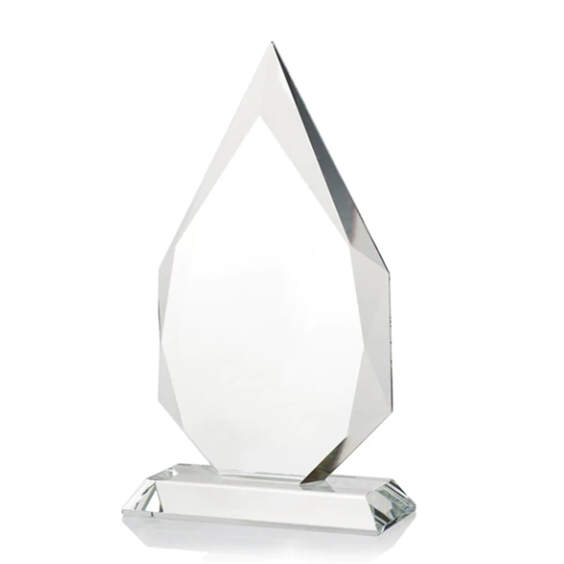 Custom Design Water Drop Shape Cyan Green Glass  Finish Transparency Crystal Tropy Award