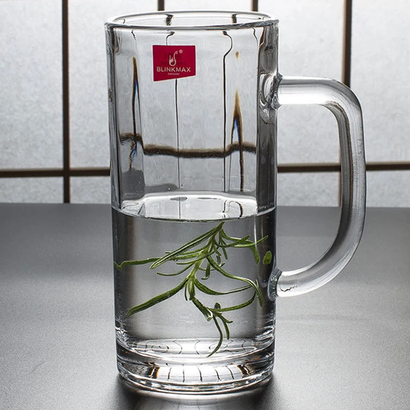 Blinkmax 350ML 400ML Beer Mug Wine Glass Free Old Fashion Beer Glass with Handle 14 Oz Glass Cup Giveaway Gifts