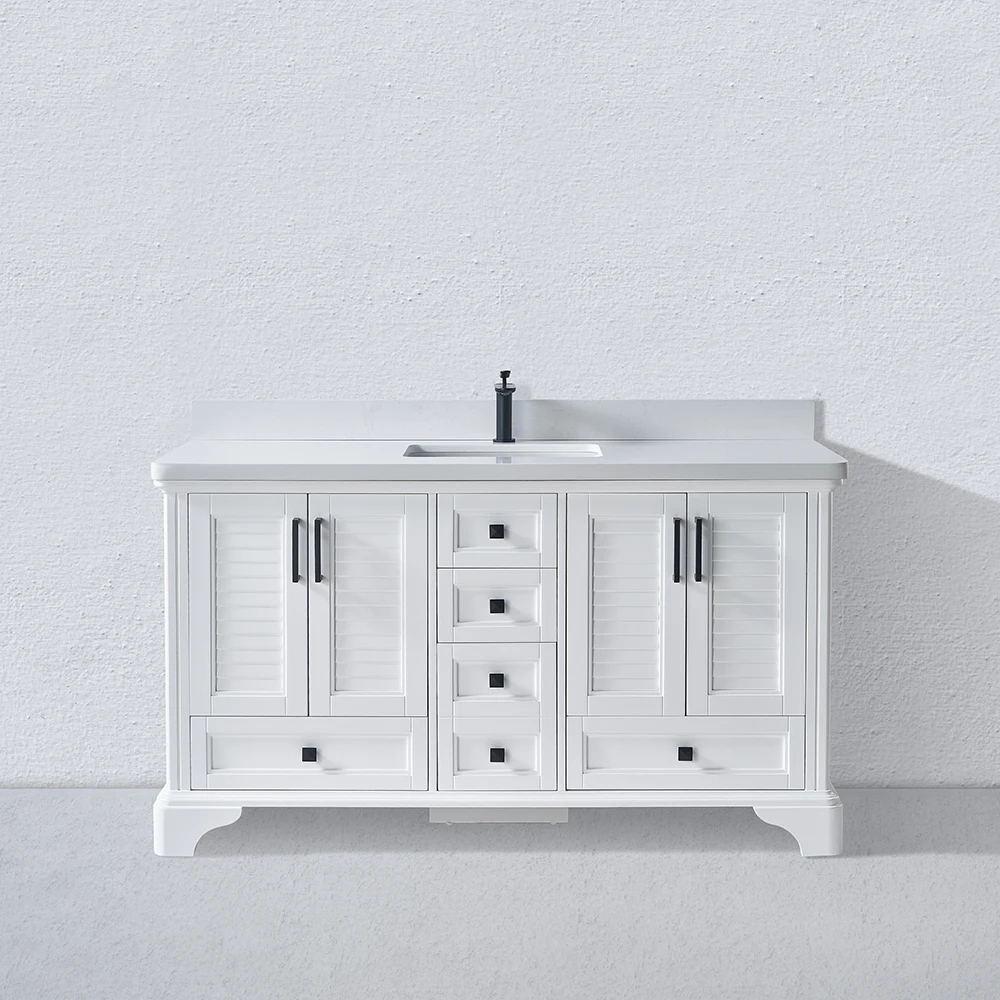 White Painted European Style Factory Directly Classic bathroom Cabinet Set Luxury Bathroom Vanity with Sink