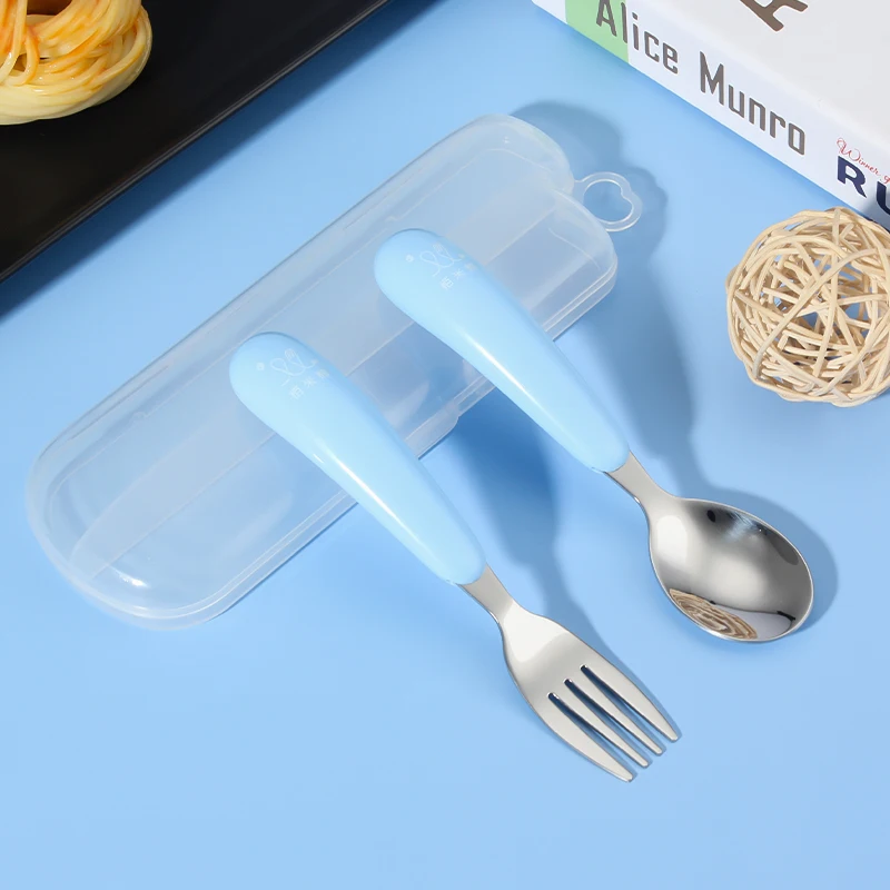 Modern Luxury Stainless Steel 2pcs Fork Spoon Silverware Set Baby