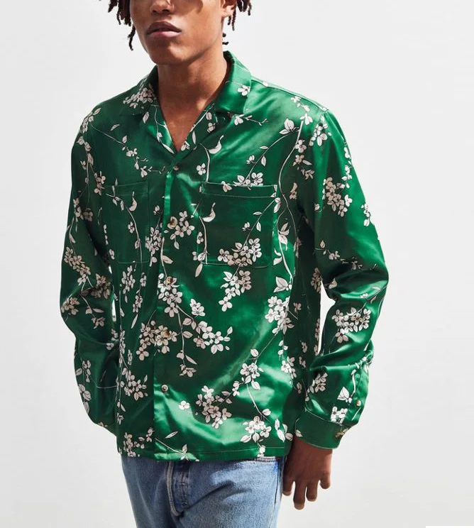 mens short sleeve satin shirt