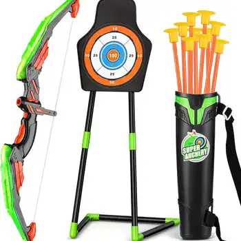 Hot Selling Light Up Hunting Bow and Arrow Set Archery Toy Set For Kids Includes Arrows Standing Target Outdoor Sport Game Toys