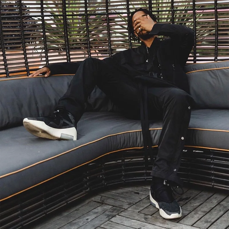 カジュアルスタイルナイロンパンツスナップボタンサイドジッパー