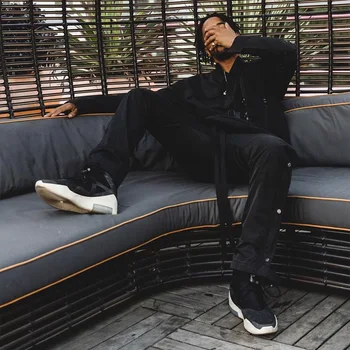 Casual Style Nylon Pants - Snap Button Side Zipper Detail Casual Style Nylon Pants - Snap Button Side Zipper Detail