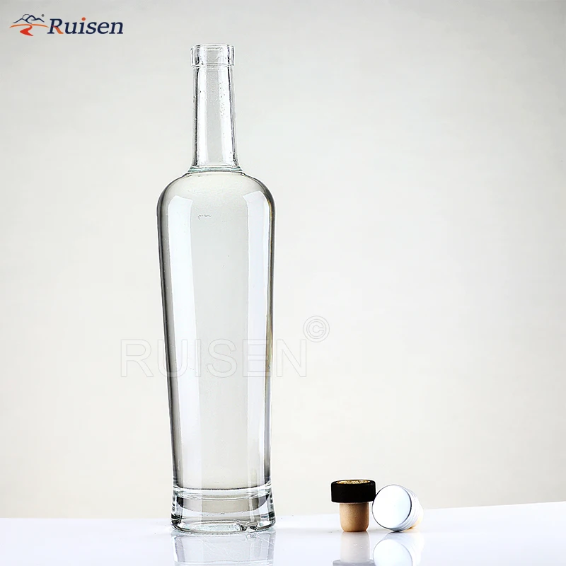Nice 500ml 750ml  Clear Round Shaped Wine Glass Bottle Water Glass Bottle