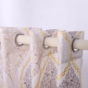 Factory Direct Sale Faux Linen Sheer Curtain Floral Embroidery Curtain for Living Room