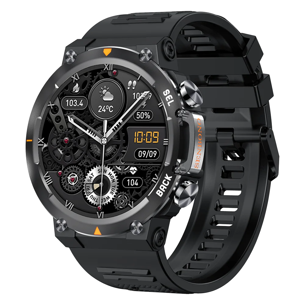SENBONO 2024 MAX18 smartwatch unissex AMOLED 1.43'' com tela HD 466x466, chamadas via BT, controle por gestos, assistente de...