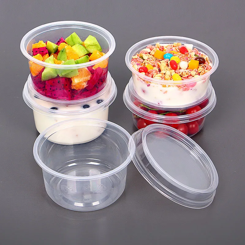 PP Plastic Salad Bowl Clear Desert Fruit Bread Bowls with lid, Take Away Food Bowl Heat Proof details