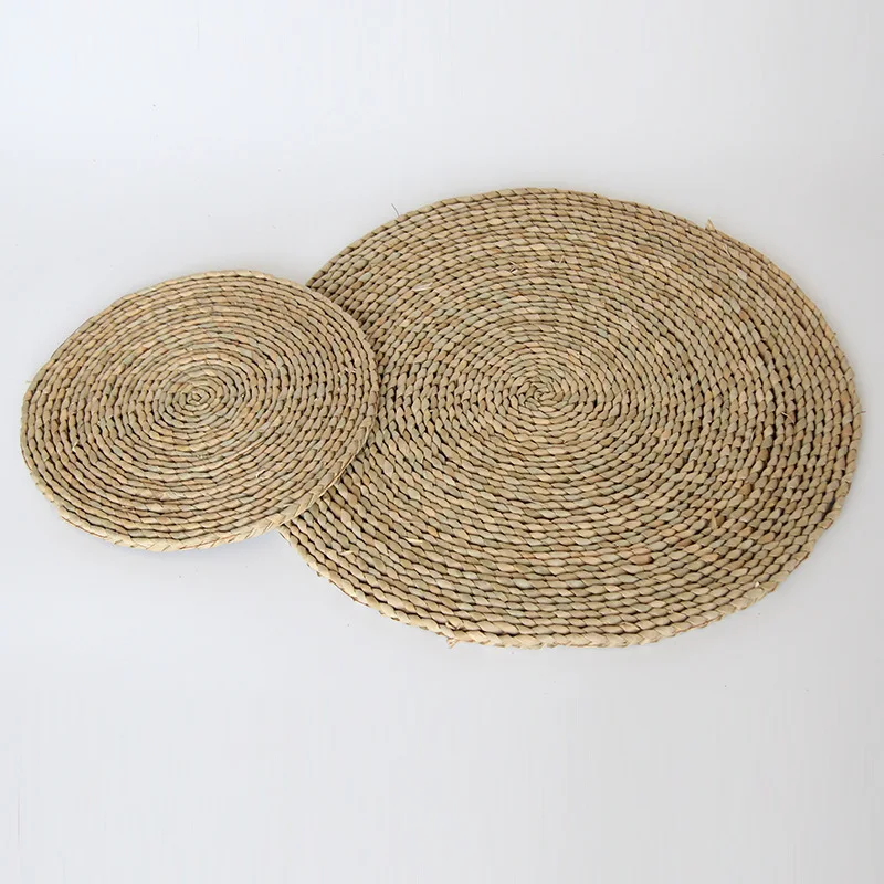 Wholesale Handmade Cattail Grass Woven Placemats Round Pads Place Mats