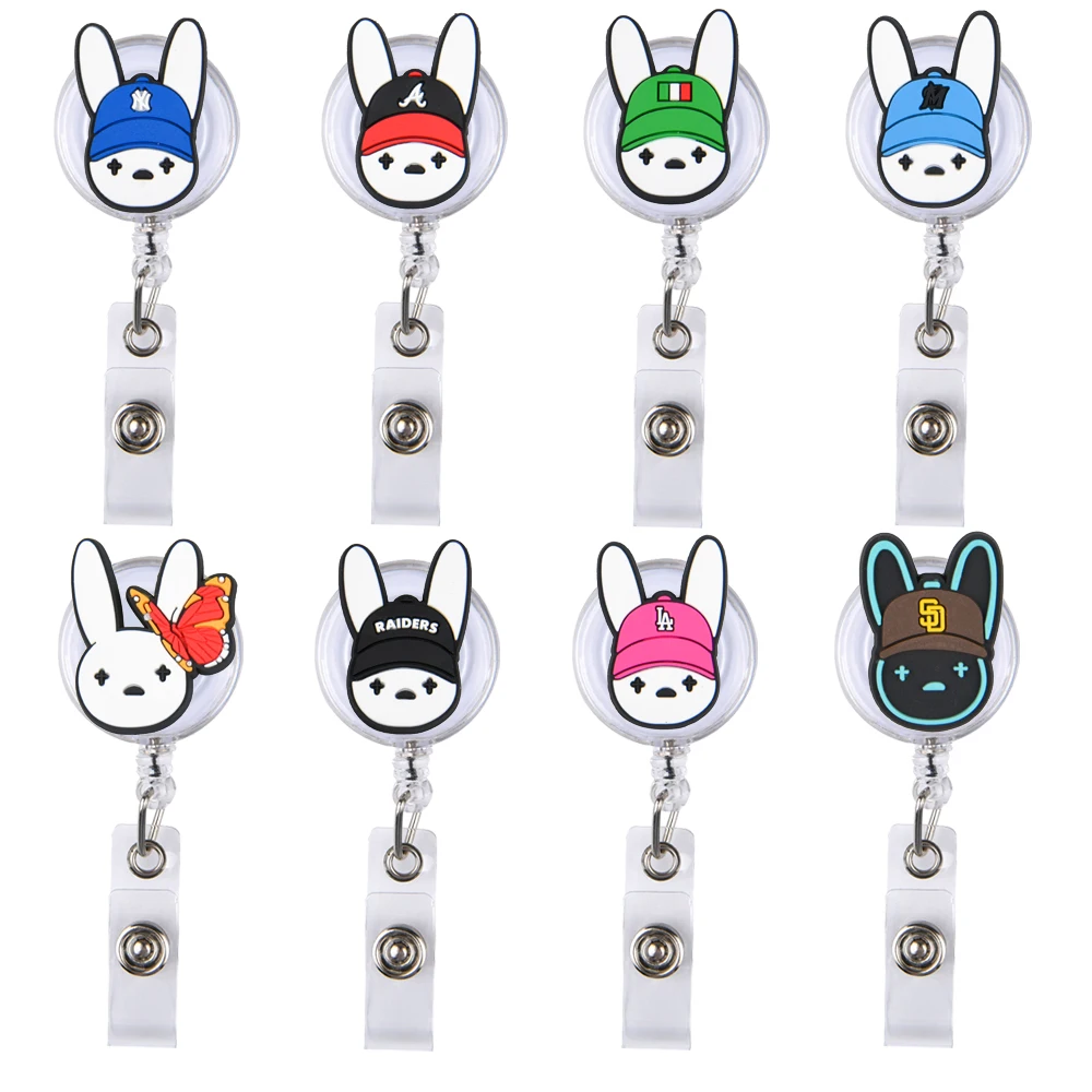 Custom Design Black Plain Sublimation Blank Medical Nurse Retractable Clip Key Holder Id Card Badge Reel Holder