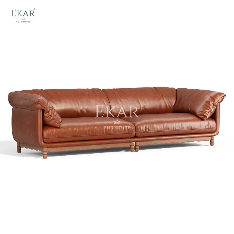 Retro wax leather living room leather sofa-modern sofa-furniture