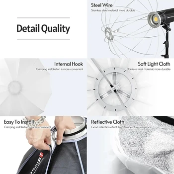 TRIOPO KQ55 Lantern Spherical Collapsible Soft Box Bowens Mount Studio Photography Video Lighting Accessory detail image