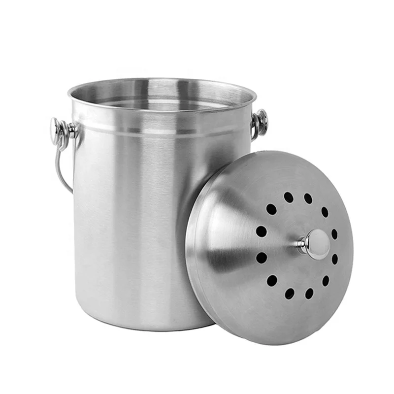 3 gallon stainless steel recycle bucket/ kitchen worm compost