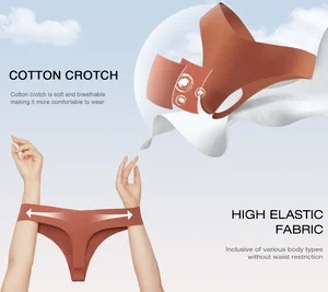 Wholesale Sexy Invisible Low Waist Thongs Seamless Bikini T Back Panties V String Nylon Thongs for Women