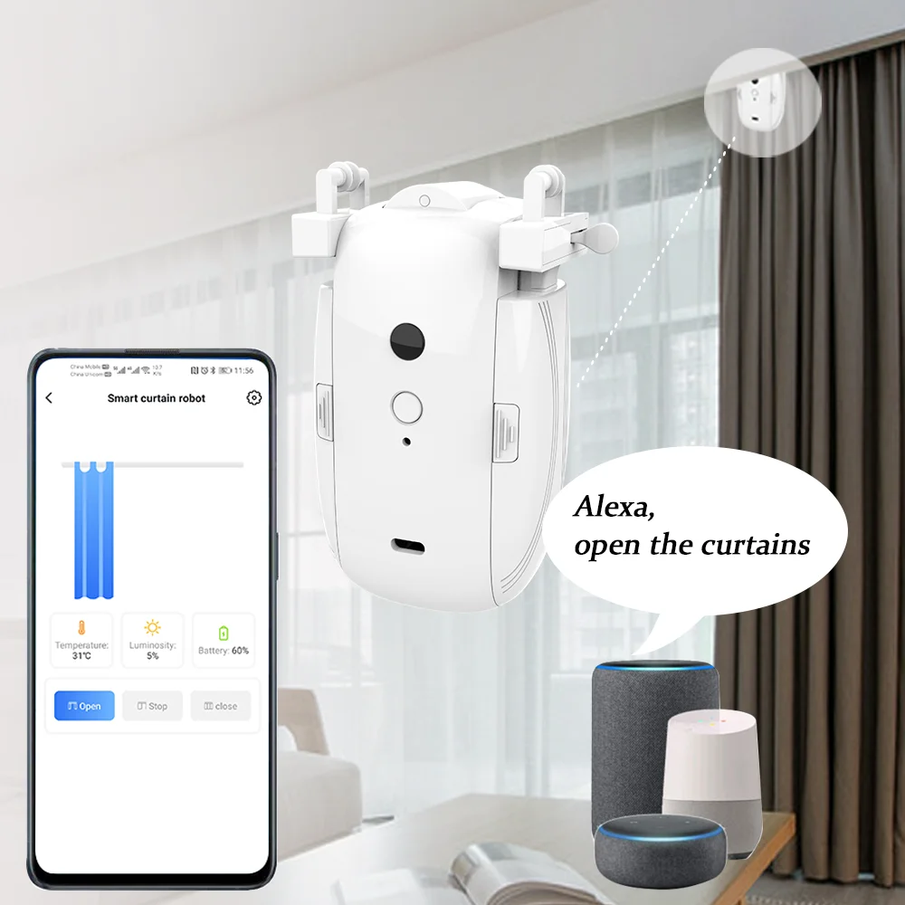 Curtain Opener Timer Setup for Alexa Google Home Motor Curtain Wifi Zigbee Curtain Tuya Smart