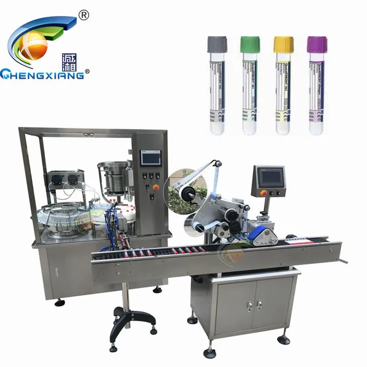 Automatic conical test tube filling and capping machine