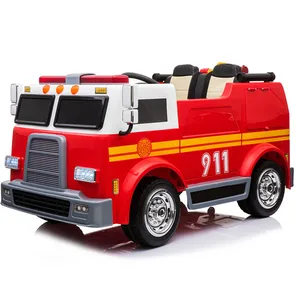 Hot Selling 24V Electric Fire Truck Double Seater Kids Ride-on Cars for 12 Years Rechargeable Battery Big Car for Children