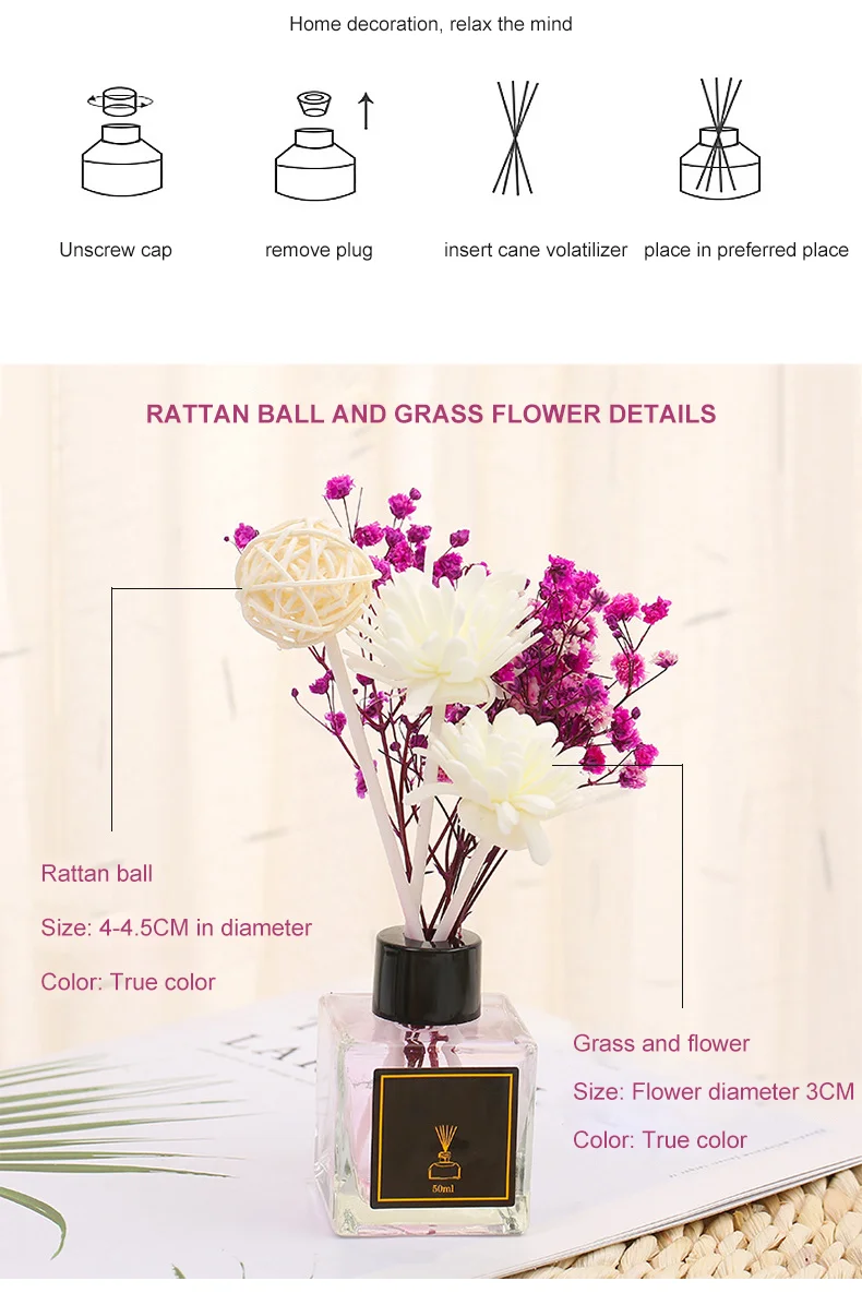 50ml Romantic Flower Reed Diffuser - 120-180 Days Fragrance