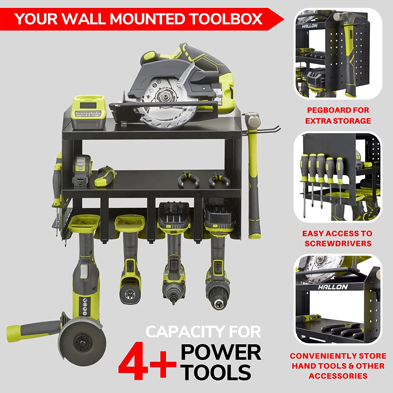 Wall Control Modular Pegboard Tool Organizer System Garage Power Drills