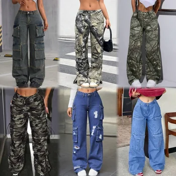 Wholesale customized overalls American retro high-waisted straight casual women's summer new loose and hot girls' loose pants