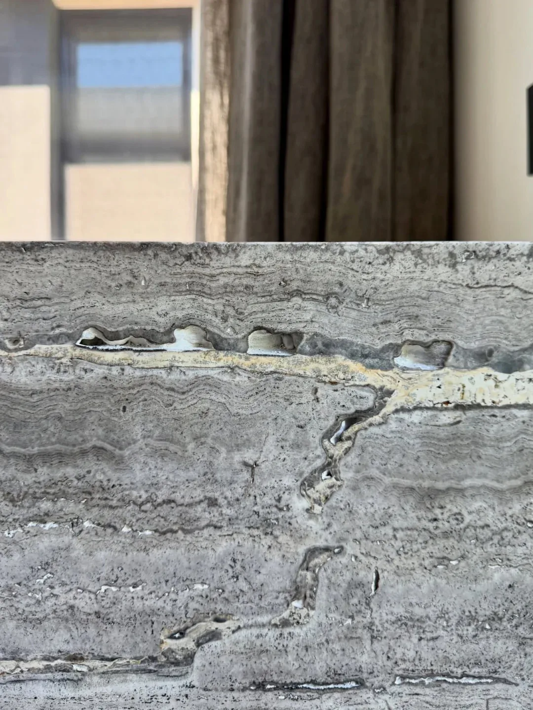 product natural silver grey travertine sink bathroom stone travertine sink vanity-1