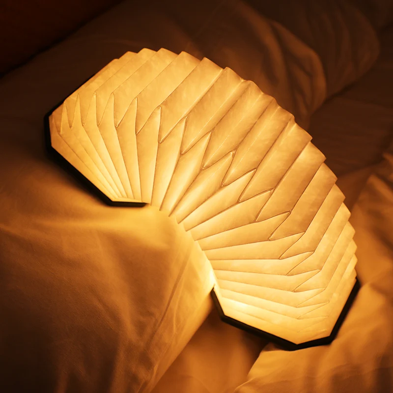 3d foldable night lamps wooden led bedside night light usb
