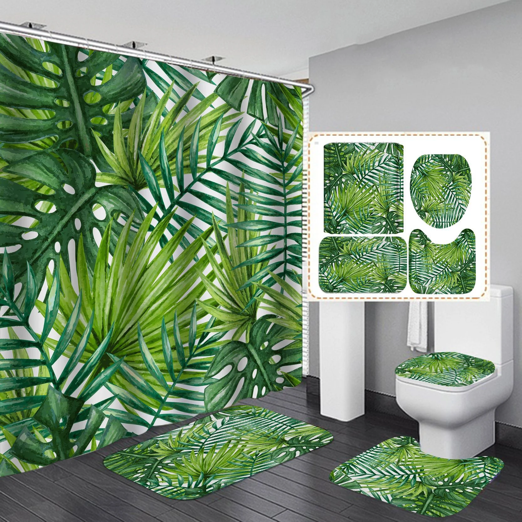 High Quality Waterproof Fashion Name Brand Bathroom Shower Curtains Set