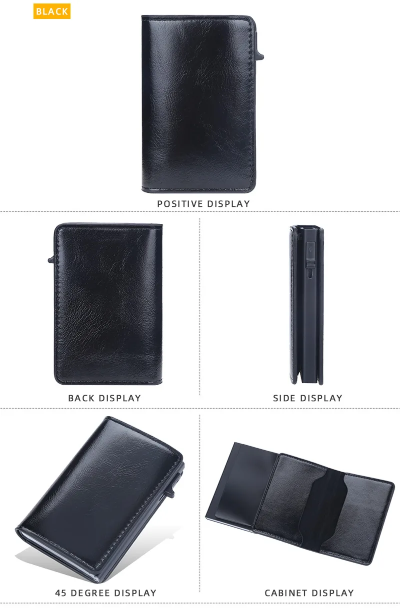 Baellerry Fashion Trend Pu Leather Cover Ultra Thin Automatic Popup RFID Card Holder