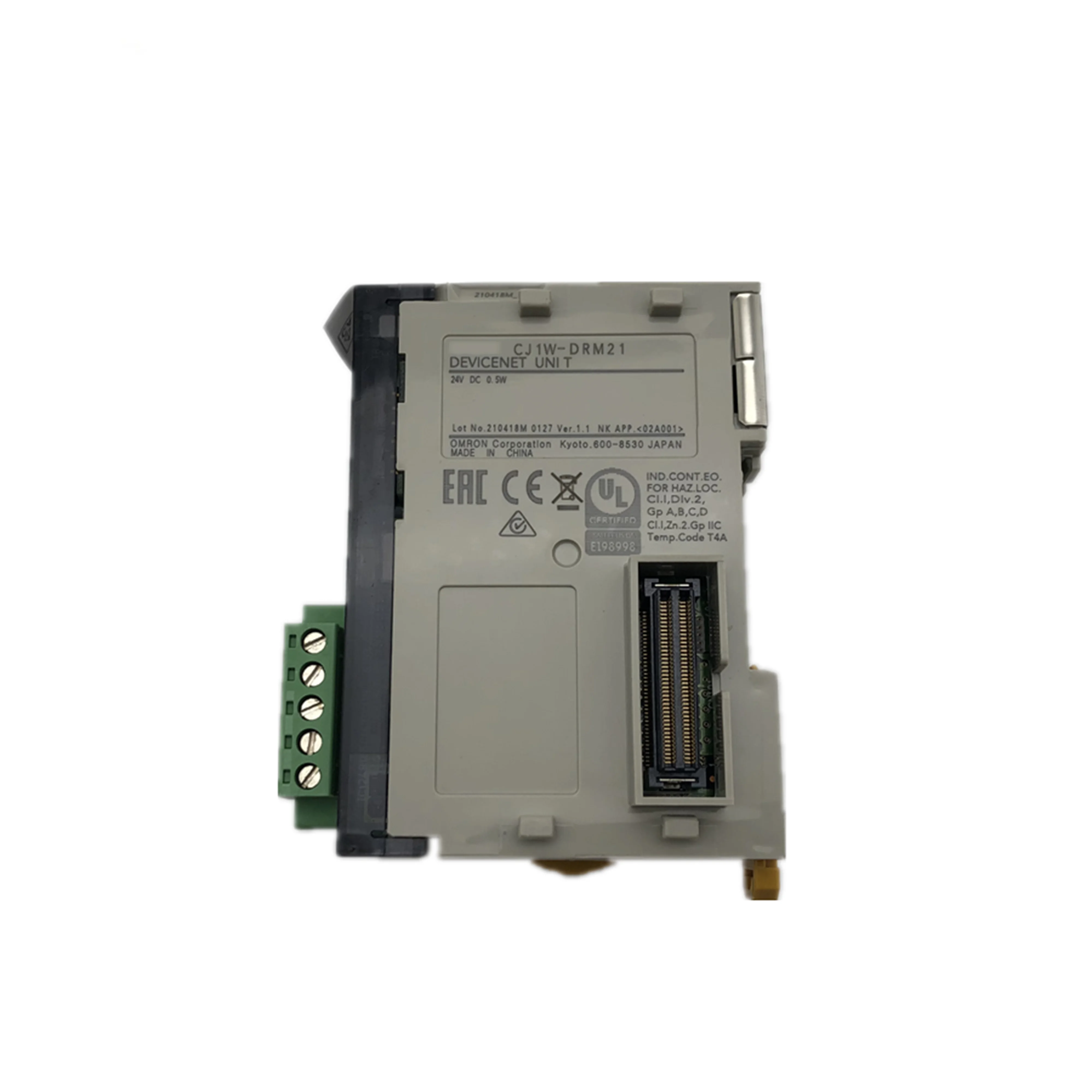 ماژول ارتباطی DeviceNet اصلی و جدید اُمرن مدل CJ1W-DRM21. این ماژول انتقال داده‌های پایدار و اتصال دستگاه‌ها را پشتیبانی می‌کند و سازگاری بالایی دارد. این ماژول برای گسترش PLC سری CJ1 و کنترل شبکه‌های خودکار صنعتی استفاده می‌شود.