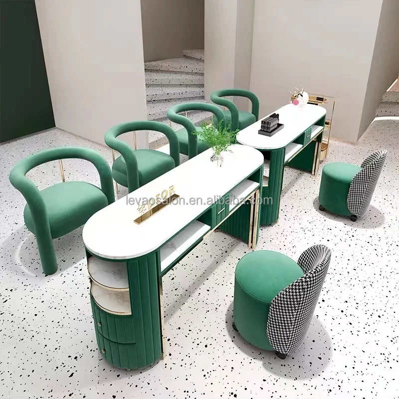 Nice Pink Nails Bar Pedicure Station Salon Furniture Wood Nail Tables