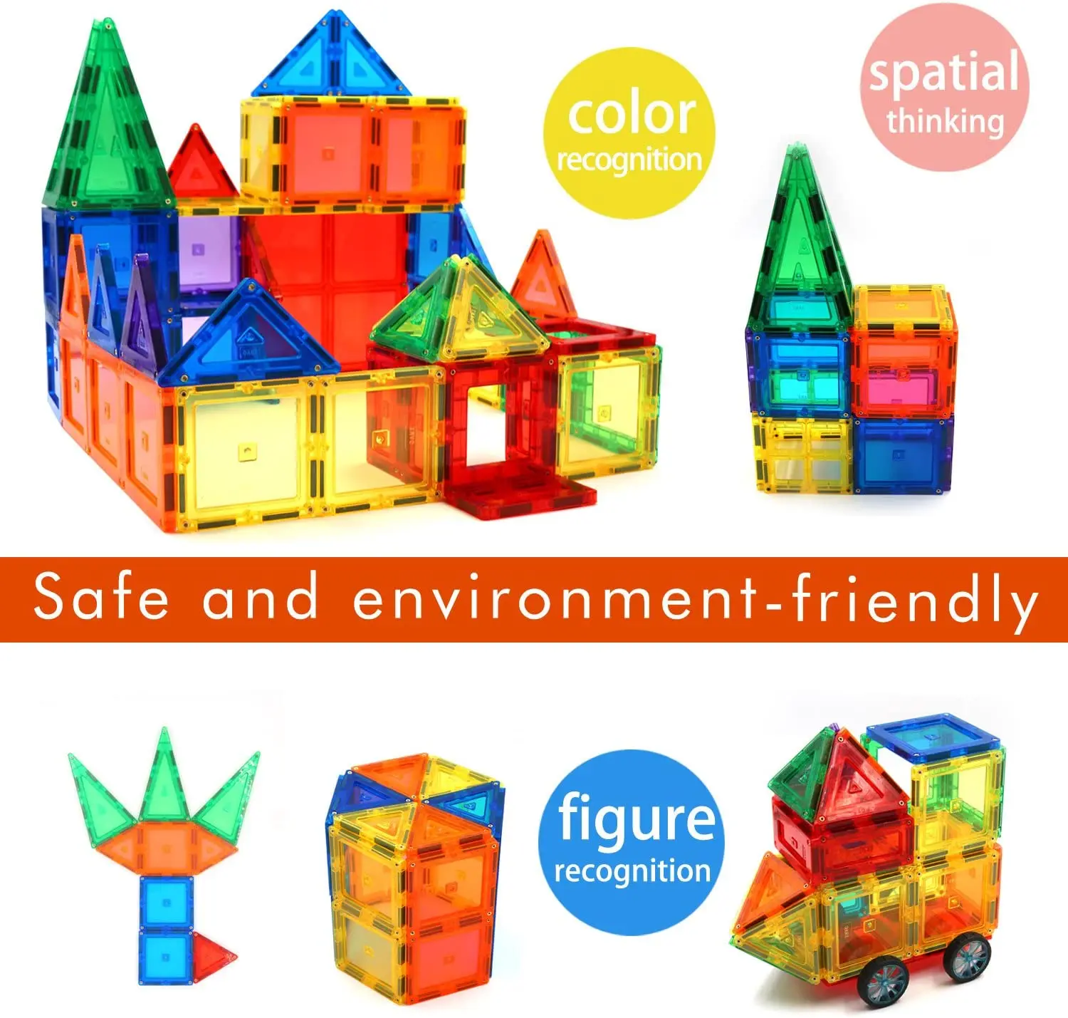 YUQI 80PCS Building Blocks Magnet Building Tiles Magnetic Toys for Kids 3D Magnet Puzzles Stacking Blocks