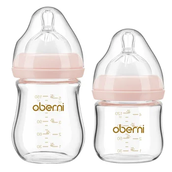 Baby Feeding Bottles Baby Breast Milk Bottle 120ml/150ml Baby Bottle High Quality High Borosilicate Glass Food Grade Silicone