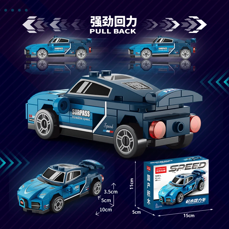 LELEBROTHER 9140 Pull Back Racing Cars Building Blocks Set