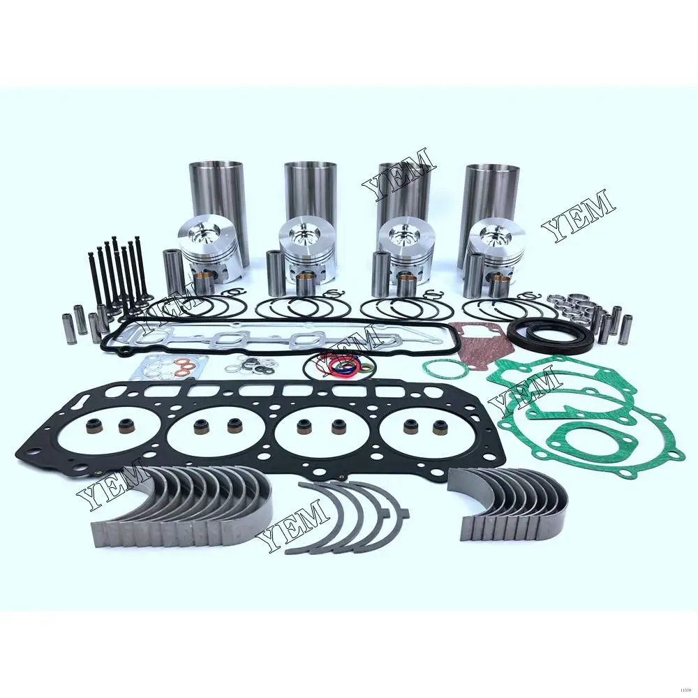 Overhaul Kit With Cylinder Gasket Piston Ring Liner Kit Valves Set For Yanmar 4TNE98 Excavator Diesel Engine