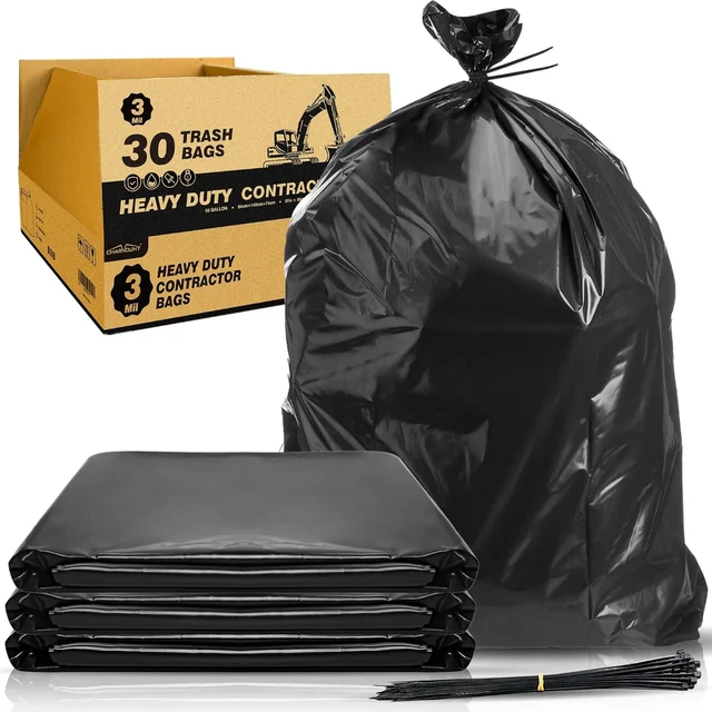 Factory Wholesale Big Black Garbage Bag Trash Bag Heavy Duty Plastic Garbage Trash Bags
