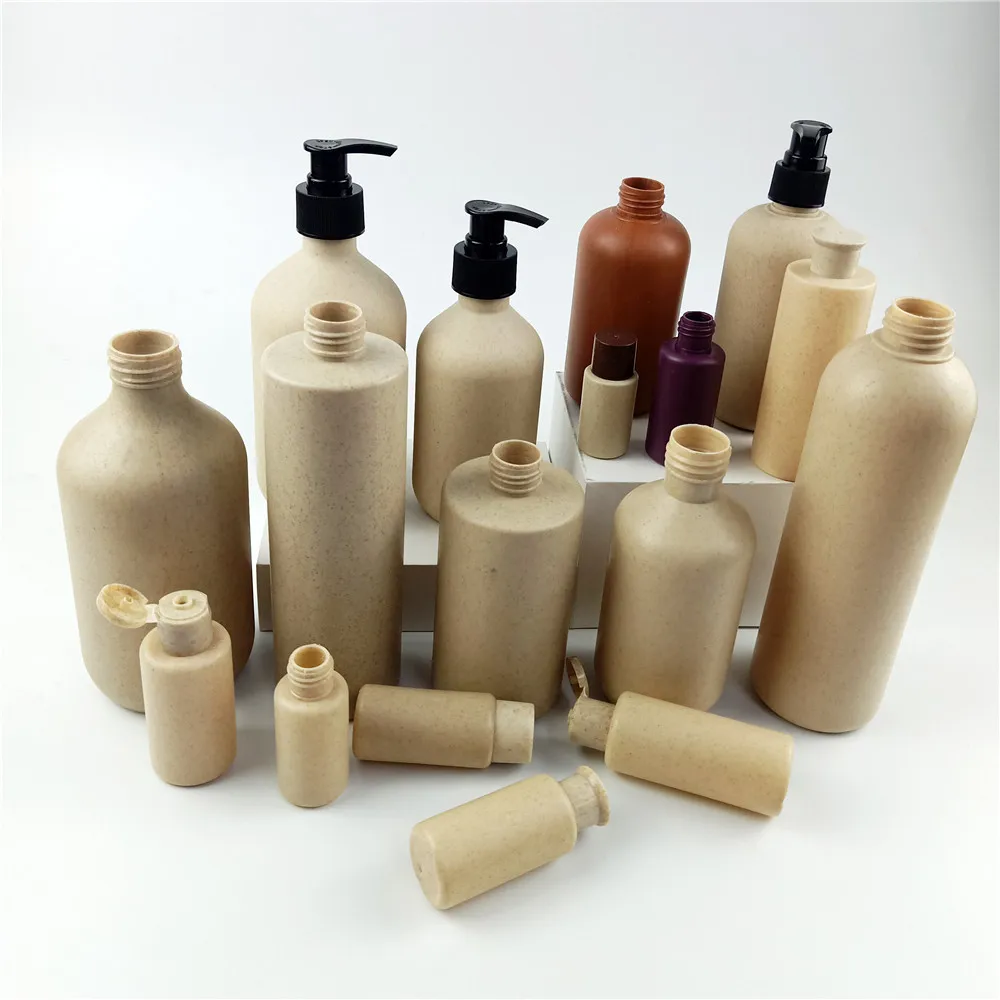 Biodegradable Plastic Bottle 120ml 250ml 300ml Wheat Straw Cosmetic ...