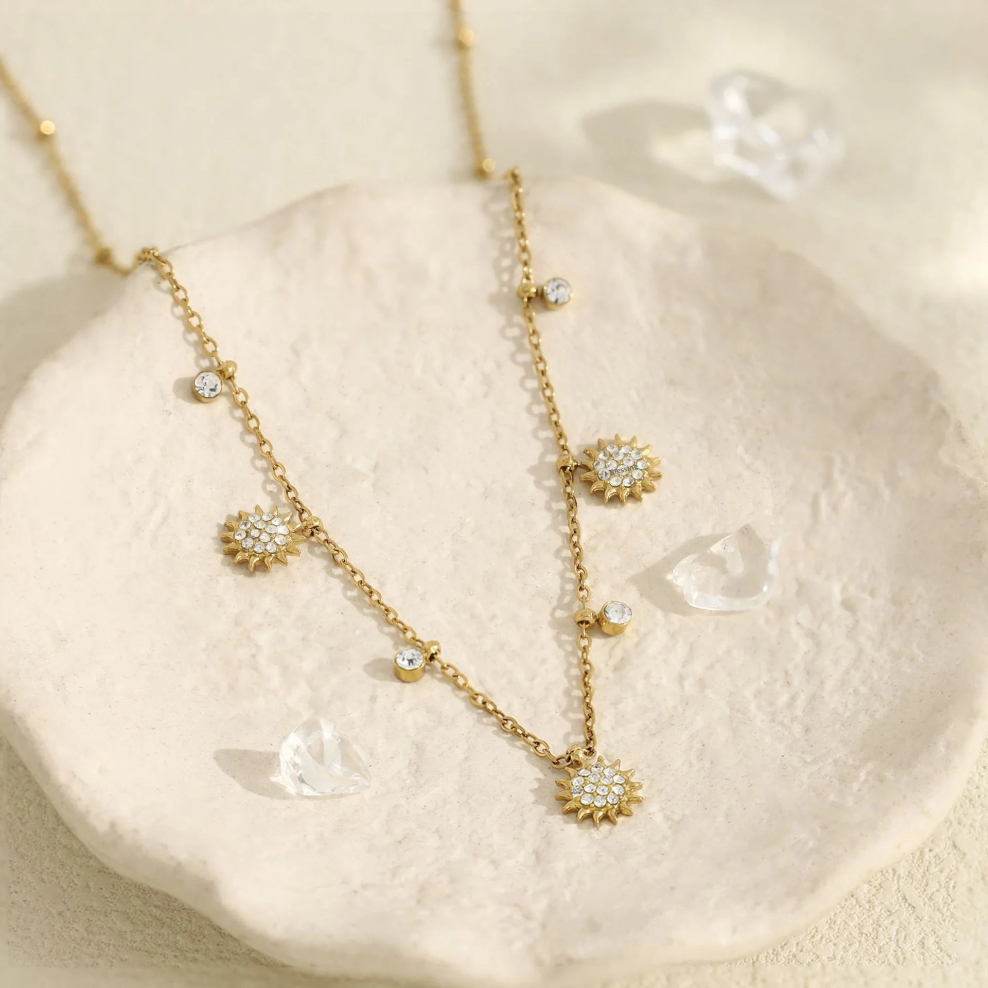 Stainless Steel Sunflower Pendant Necklace