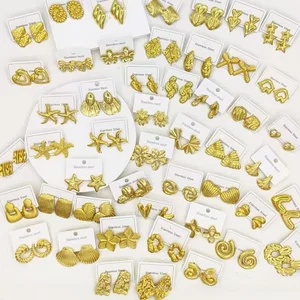 MW  Trendy  Statement Bulk Earrings 316l Stainless Steel 18k Gold Plated Geometric Irregular Drop Fashion Jewelry Earrings