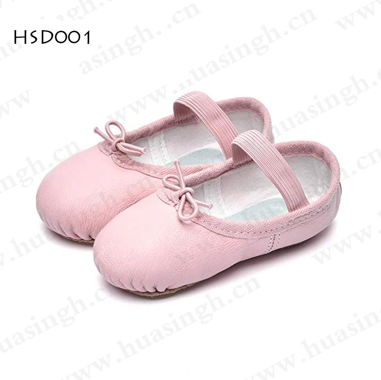 product lxgpure leather foldable soft children ballet shoes elastic belt design anti slip training dance shoes hsd001-0