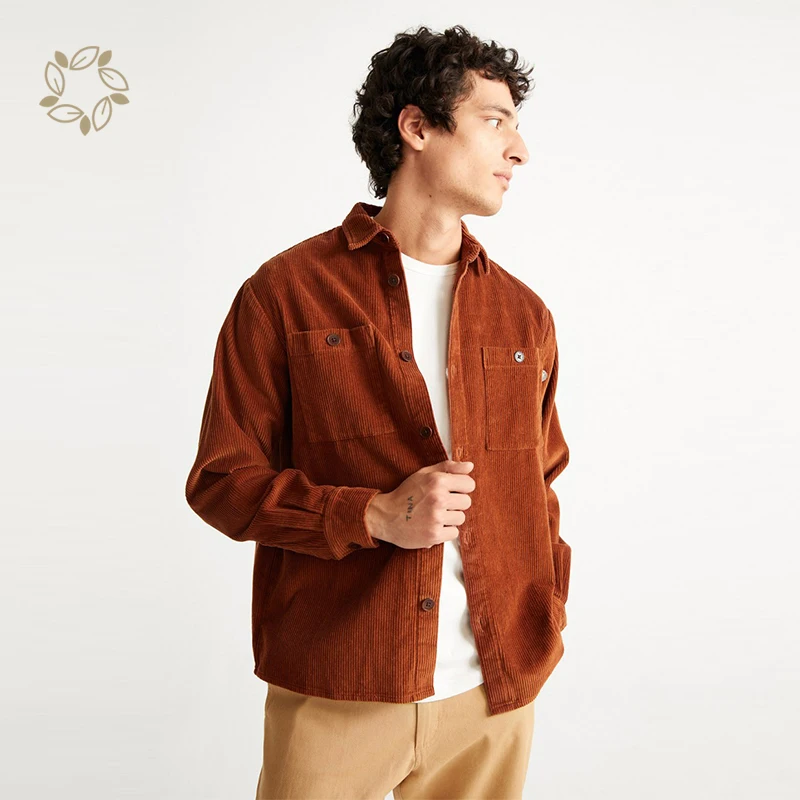 Sustainable Corduroy Shirt Organic Cotton Eco Friendly Shirt Solid Color Shirts For Men Cotton