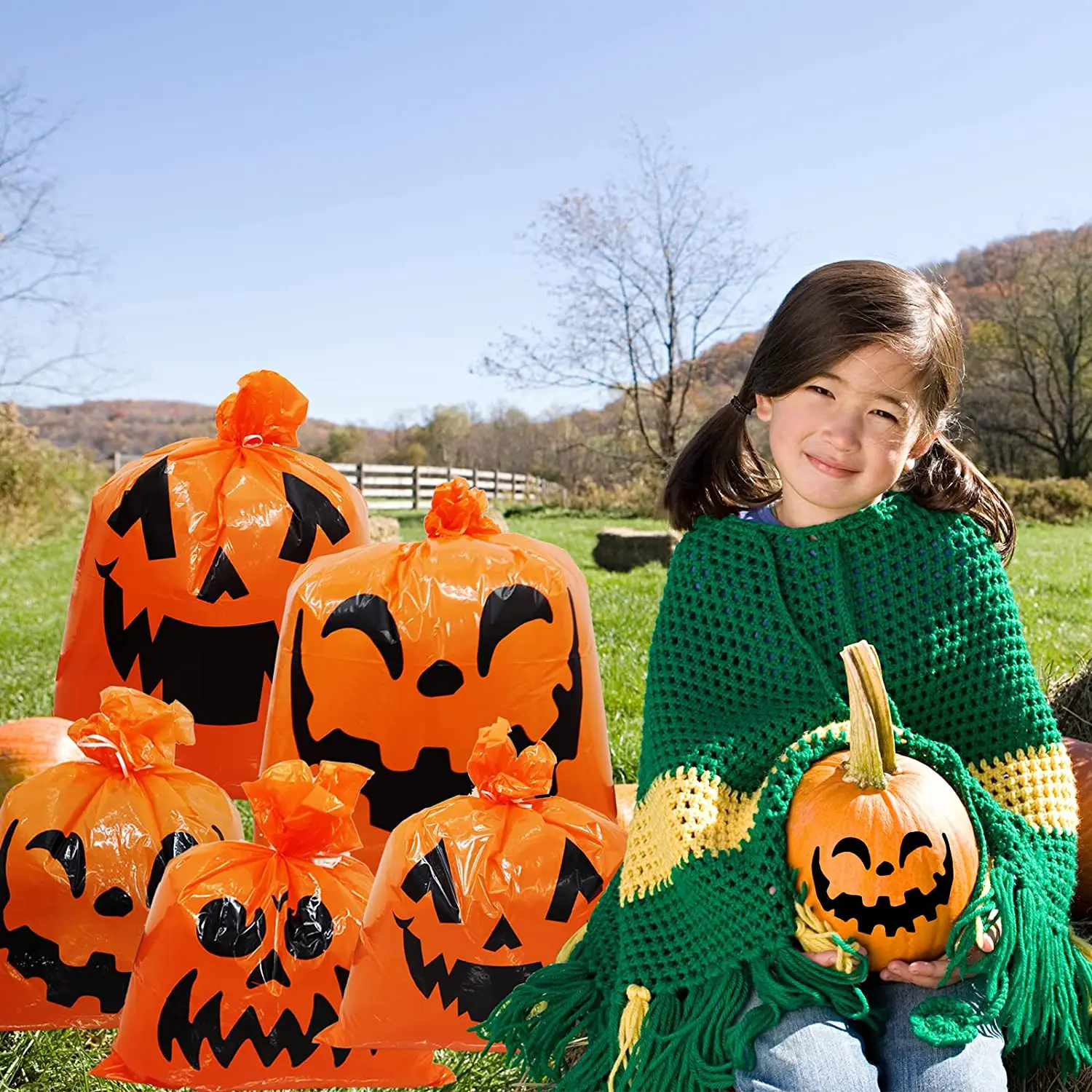 10 Sacchetti Per Foglie Halloween Con Lacci – Zucca, Gatto Nero, Fantasma – Per Decorazioni Giardino E Rifiuti