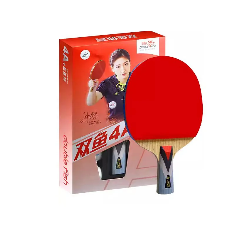 Double Fish 4A+ 7 Layer Pure Wood with Ittf Ping Pong Rubber Table Tennis Racket Doublefish Racket